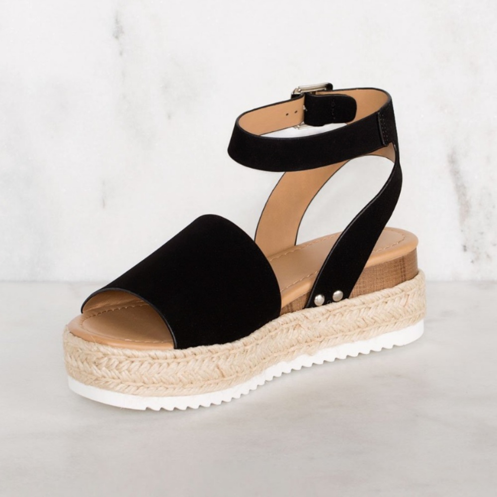 ๐ Kendra - Black Platform Sandals - Picture 5 of 7